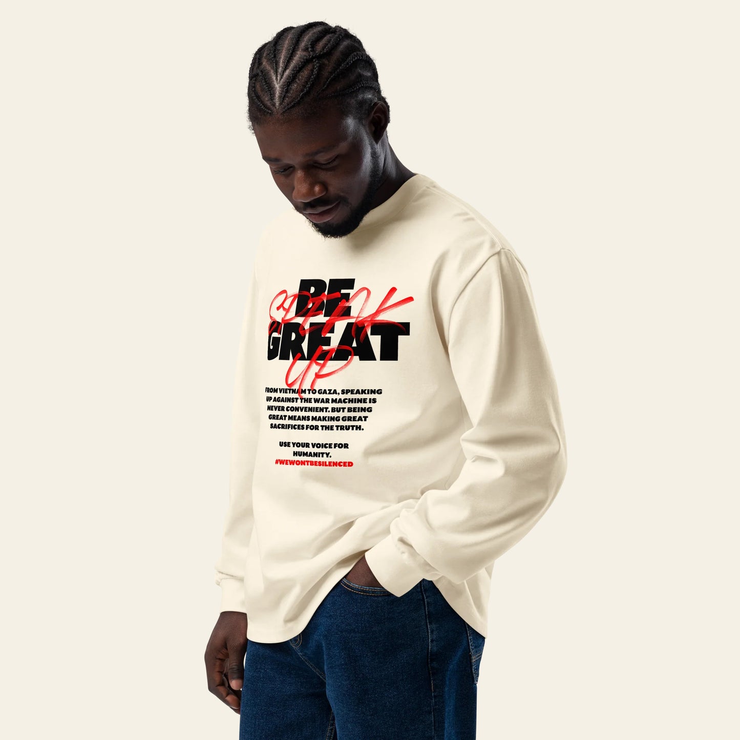 Be Great, Speak Up Premium heavyweight long sleeve shirt