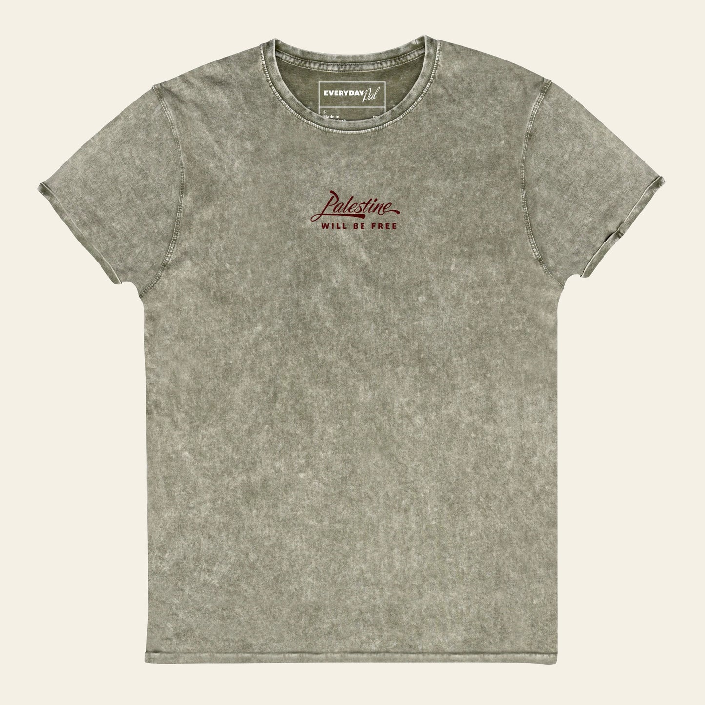 'Will Be Free' Embroidered Denim Tee