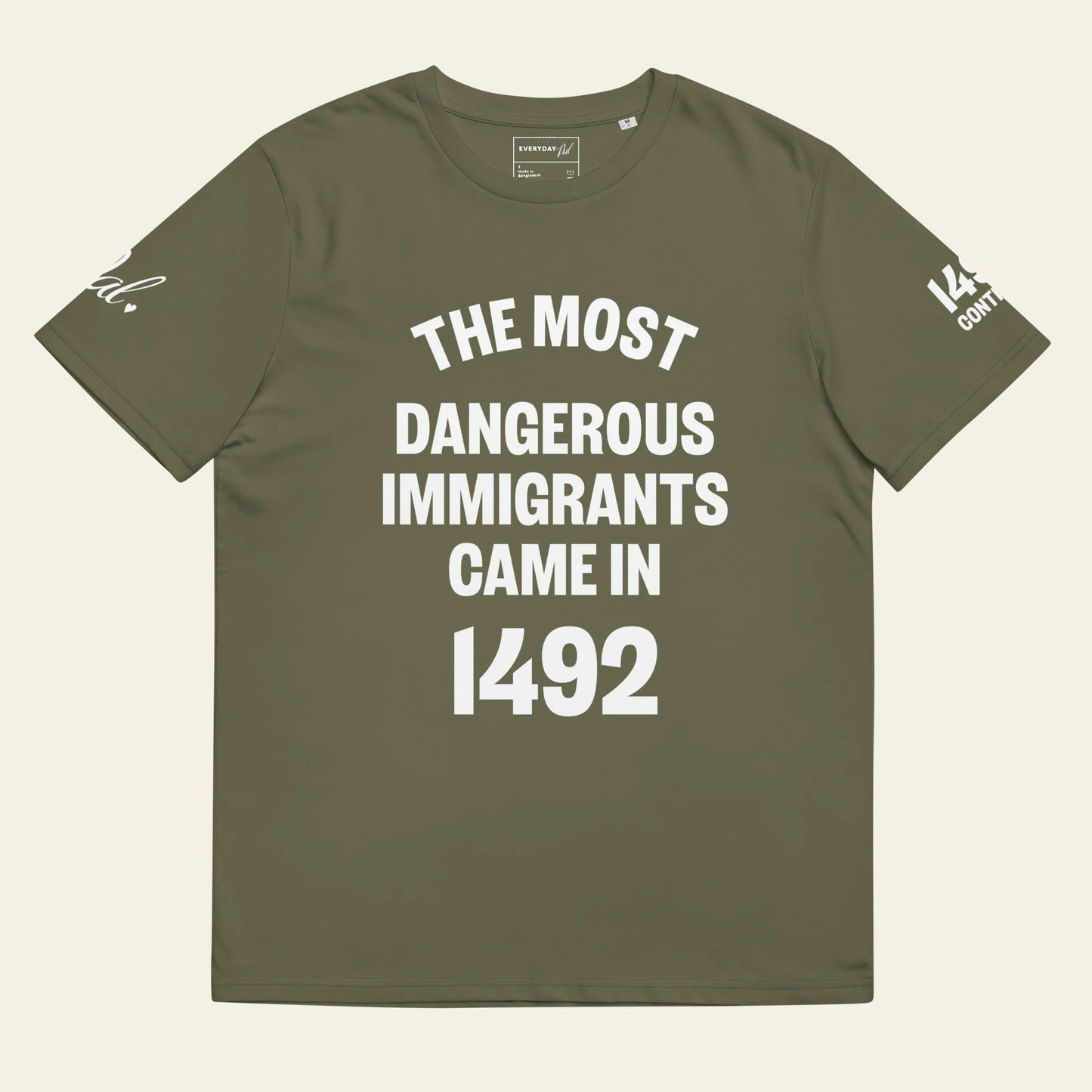 1492 Continues Unisex organic ribbed neck t-shirt