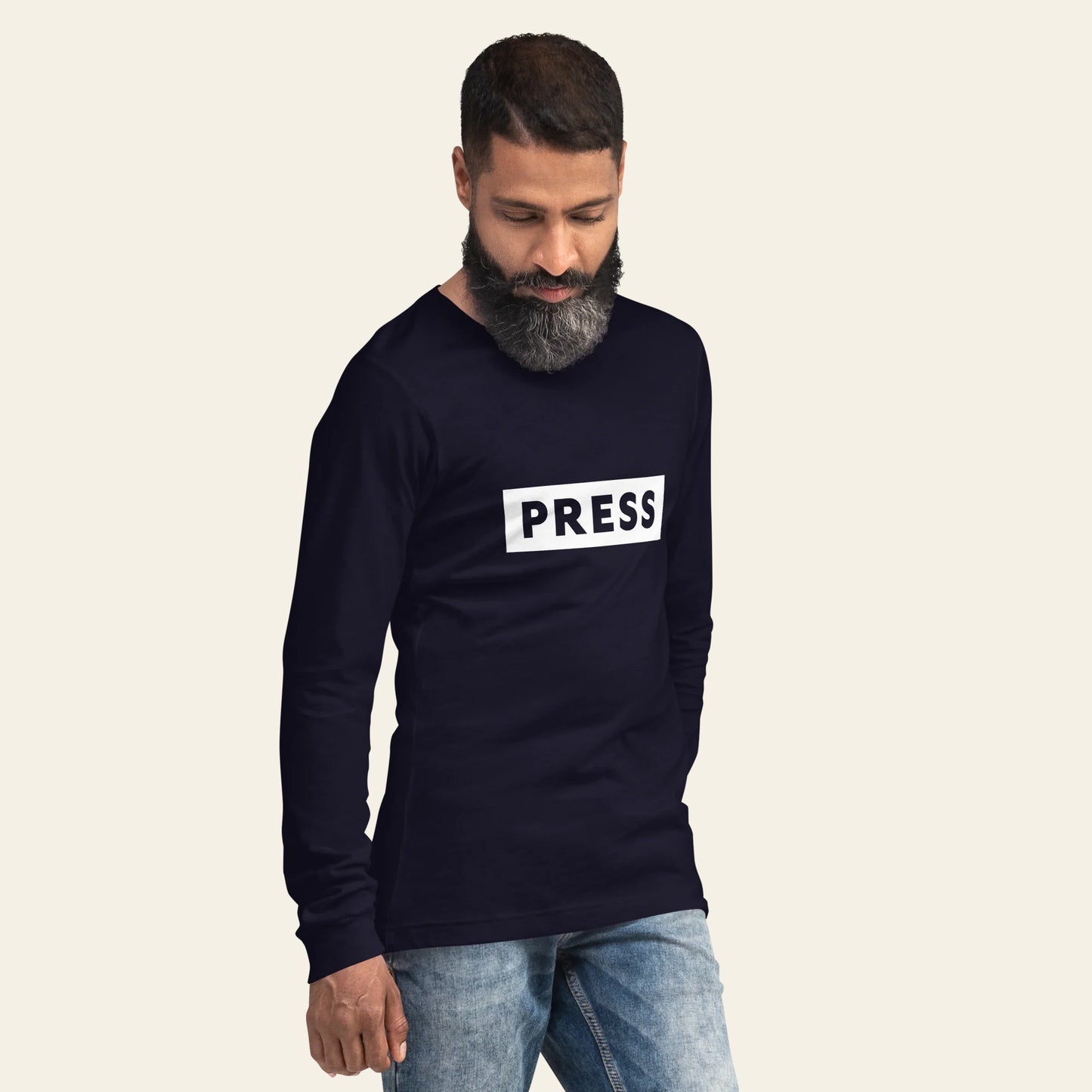 PRESS Long Sleeve Tee (Unisex Navy)