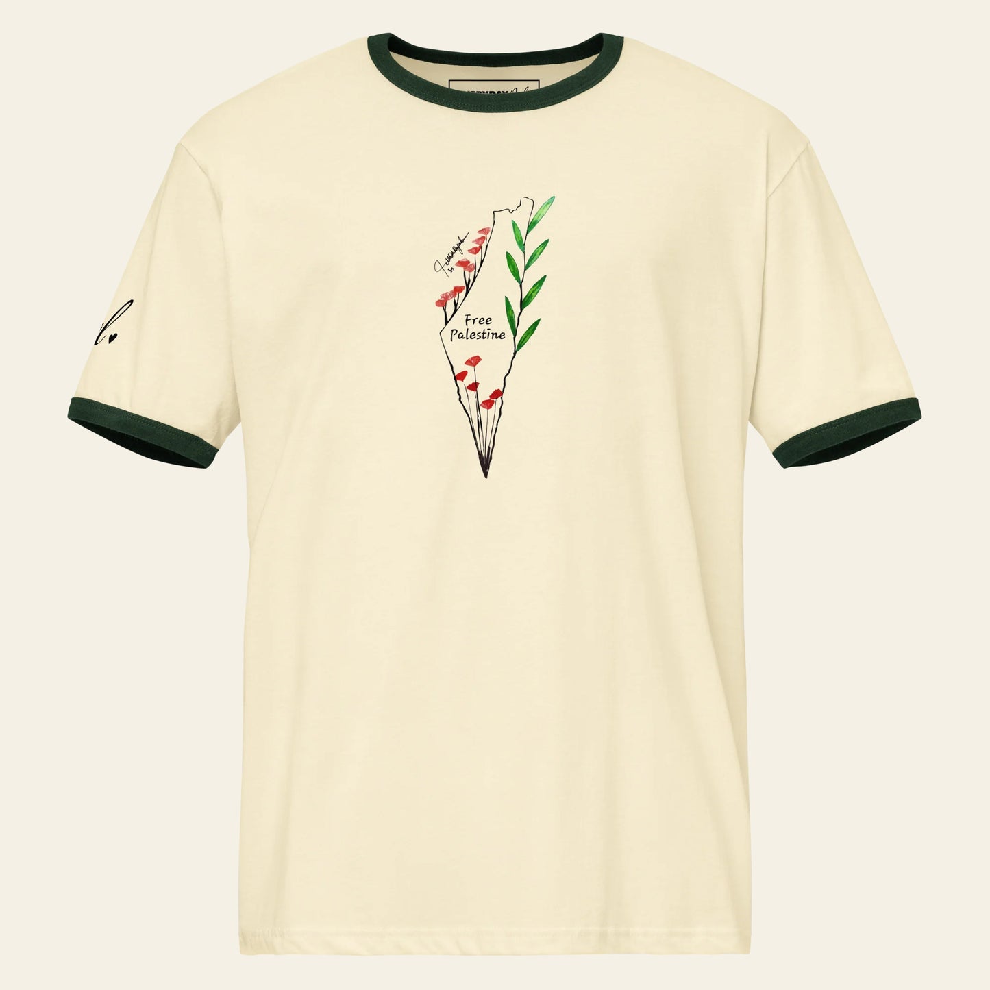 Free Palestine Unisex ringer t-shirt