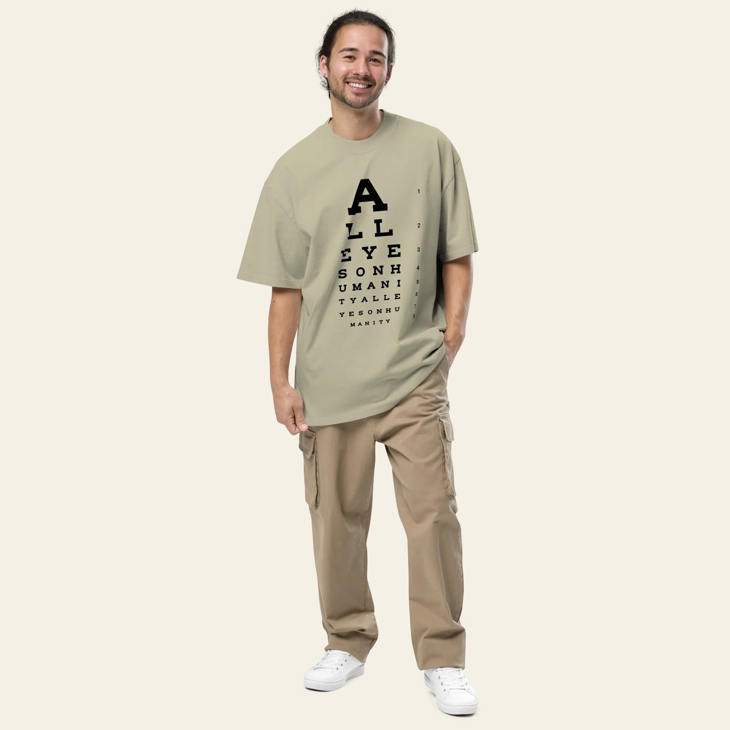 All Eyes On Humanity Oversized faded t-shirt