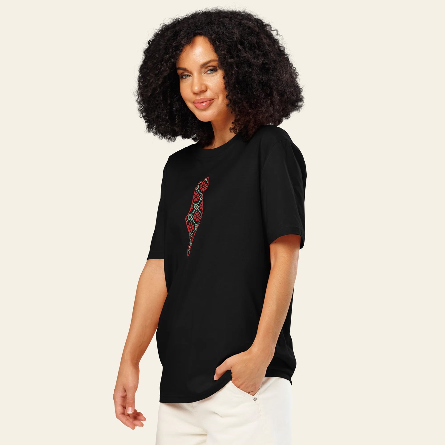 Palestine Unisex organic ribbed neck t-shirt