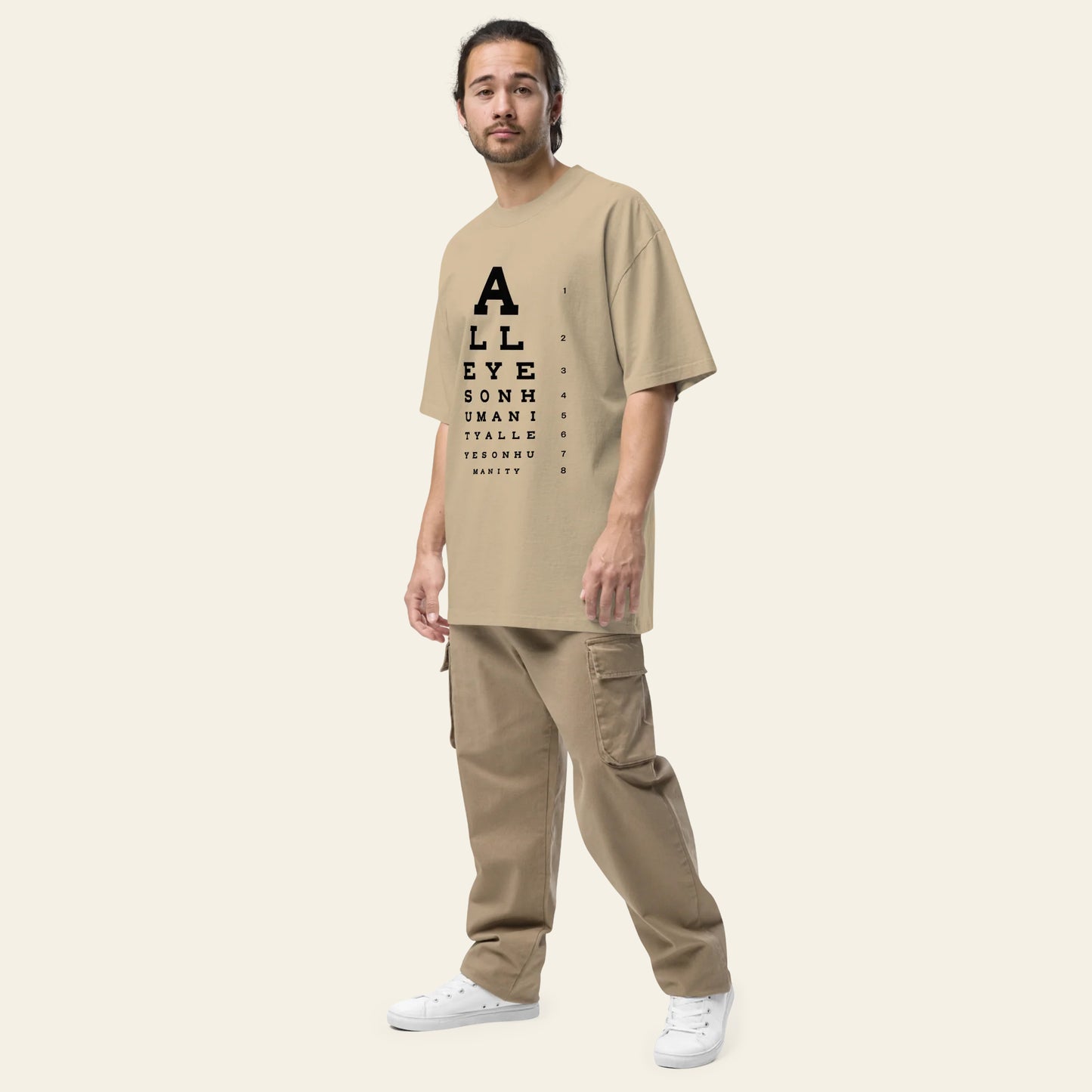 All Eyes On Humanity Oversized faded t-shirt