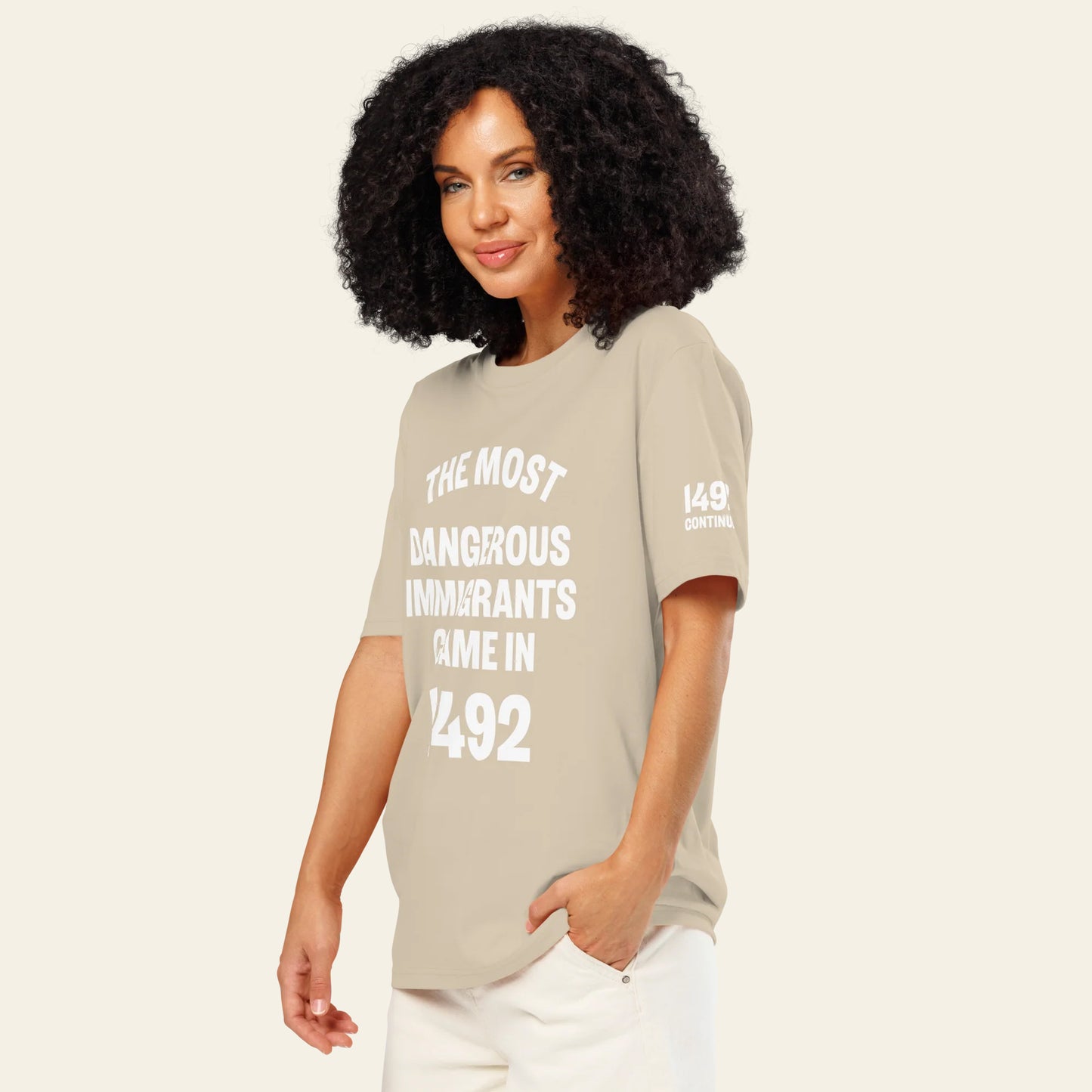 1492 Continues Unisex organic ribbed neck t-shirt